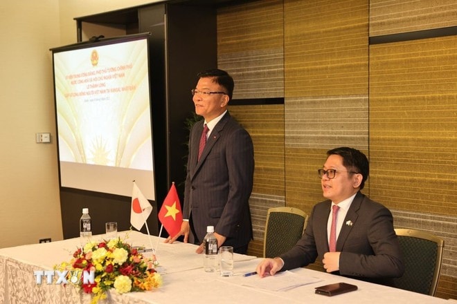Deputy Prime Minister Le Thanh Long speaks at his meeting with Vietnamese people in Kansai. (Photo: VNA) le-thanh-long-vietnamese-in-kansai-vna.jpg