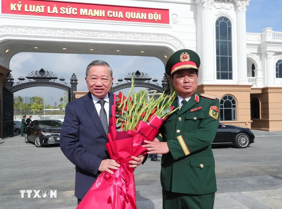 Tổng Bí thư Tô Lâm đến dự lễ kỷ niệm. (Ảnh: Trọng Đức/TTXVN)