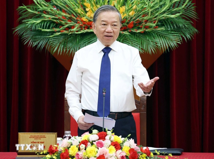 Tổng Bí thư Tô Lâm phát biểu. (Ảnh: Thống Nhất/TTXVN)