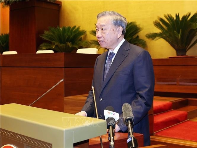 Party General Secretary To Lam speaks at the national conference on the dissemination and implementation of the Politburo resolutions in Hanoi on September 16. (Photo: VNA)