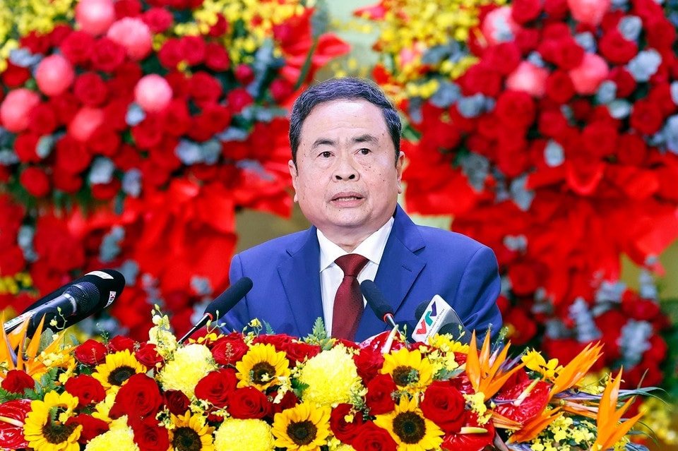 Chủ tịch Quốc hội Trần Thanh Mẫn phát biểu chỉ đạo Đại hội. Ảnh: Doãn Tấn/TTXVN