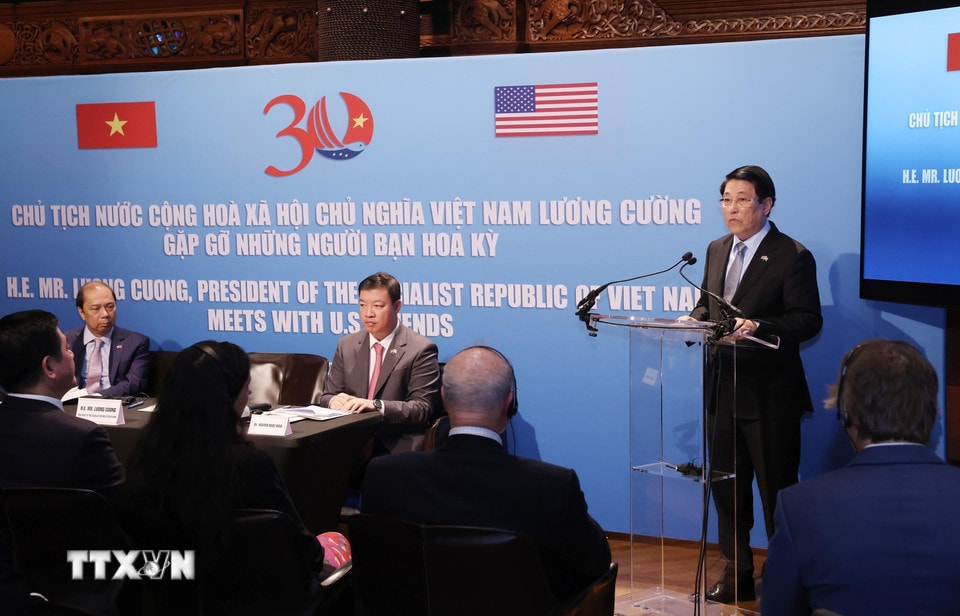 Chủ tịch nước Lương Cường phát biểu. (Ảnh: Lâm Khánh/TTXVN)