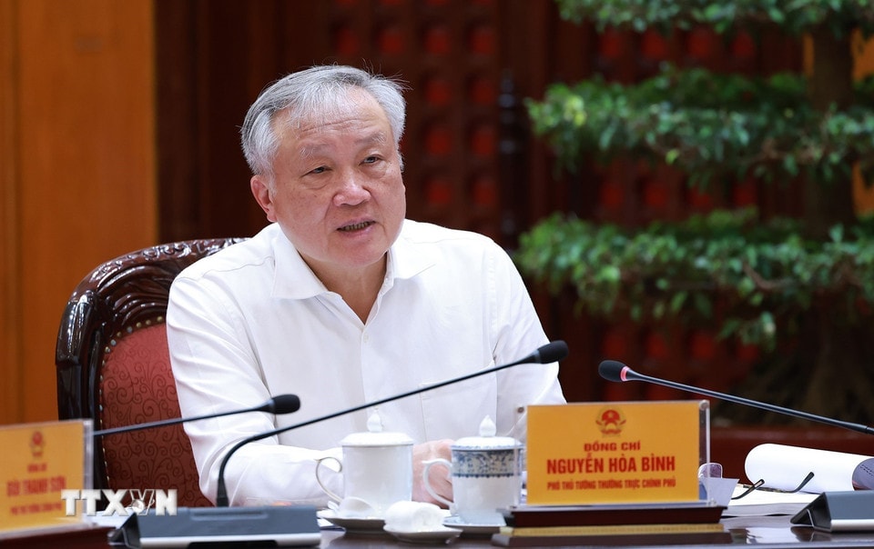 Phó Thủ tướng thường trực Nguyễn Hòa Bình phát biểu. (Ảnh: Dương Giang/TTXVN)