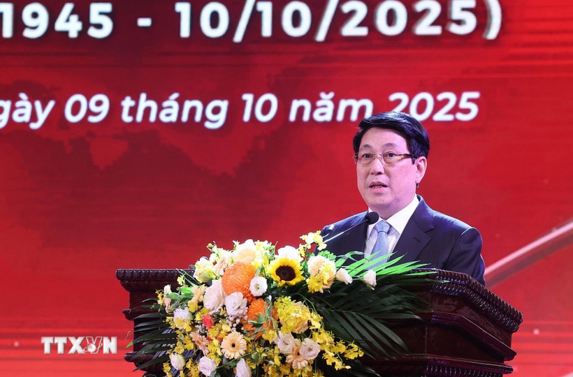Chủ tịch nước Lương Cường phát biểu chỉ đạo. (Ảnh: Lâm Khánh/TTXVN)