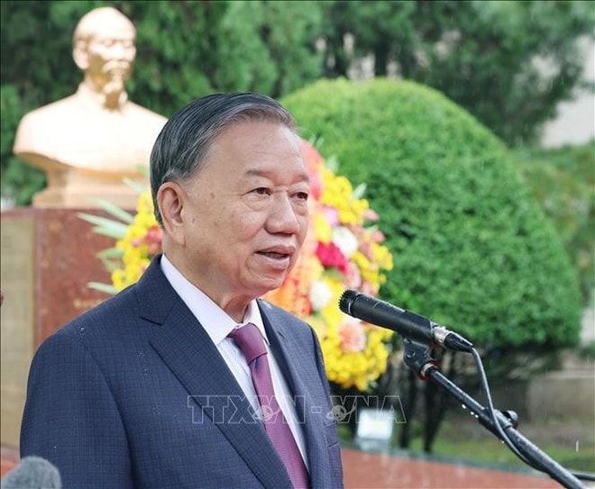 General Secretary of the Communist Party of Vietnam Central Committee To Lam speaks at the event. (Photo: VNA) to-lam-dprk.jpg