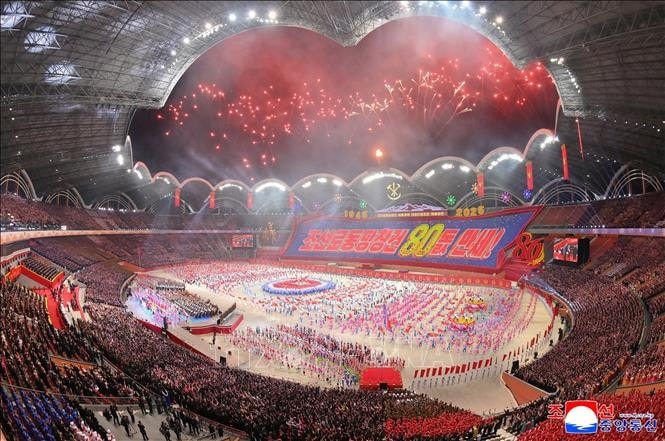 A ceremony marks the 80th founding anniversary of the Workers' Party of Korea in Pyongyang on October 9. (Photo: Yonhap/VNA)