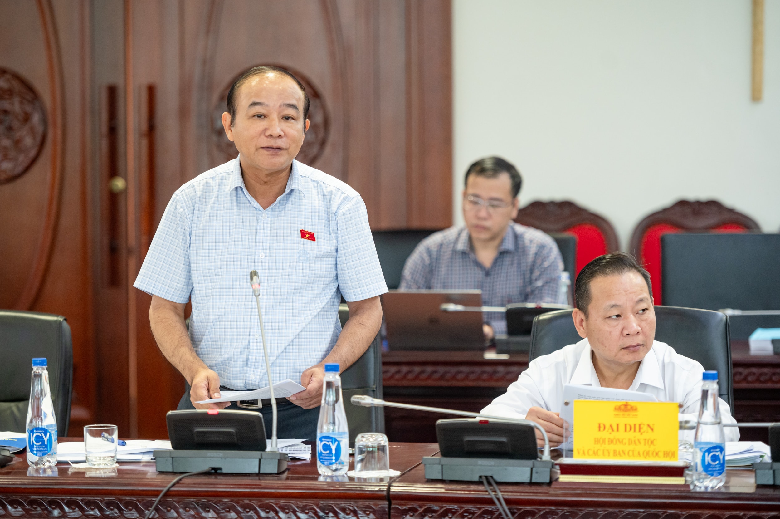 Phó Trưởng Đoàn ĐBQH chuyên trách TP. Hải Phòng Lã Thanh Tân phát biểu