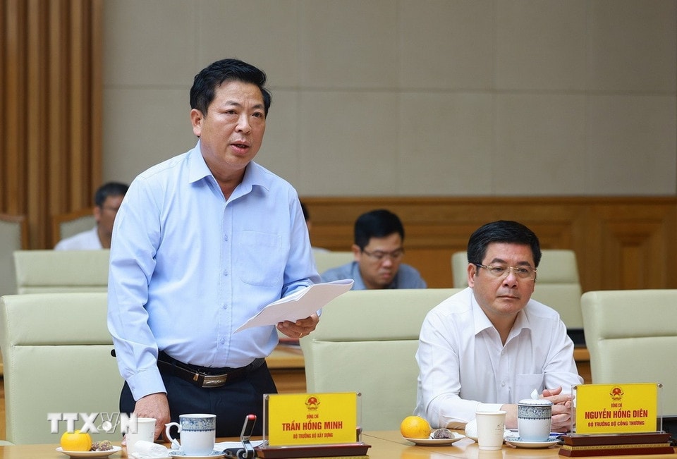 Bộ trưởng Bộ Xây dựng Trần Hồng Minh phát biểu. (Ảnh: Dương Giang/TTXVN)