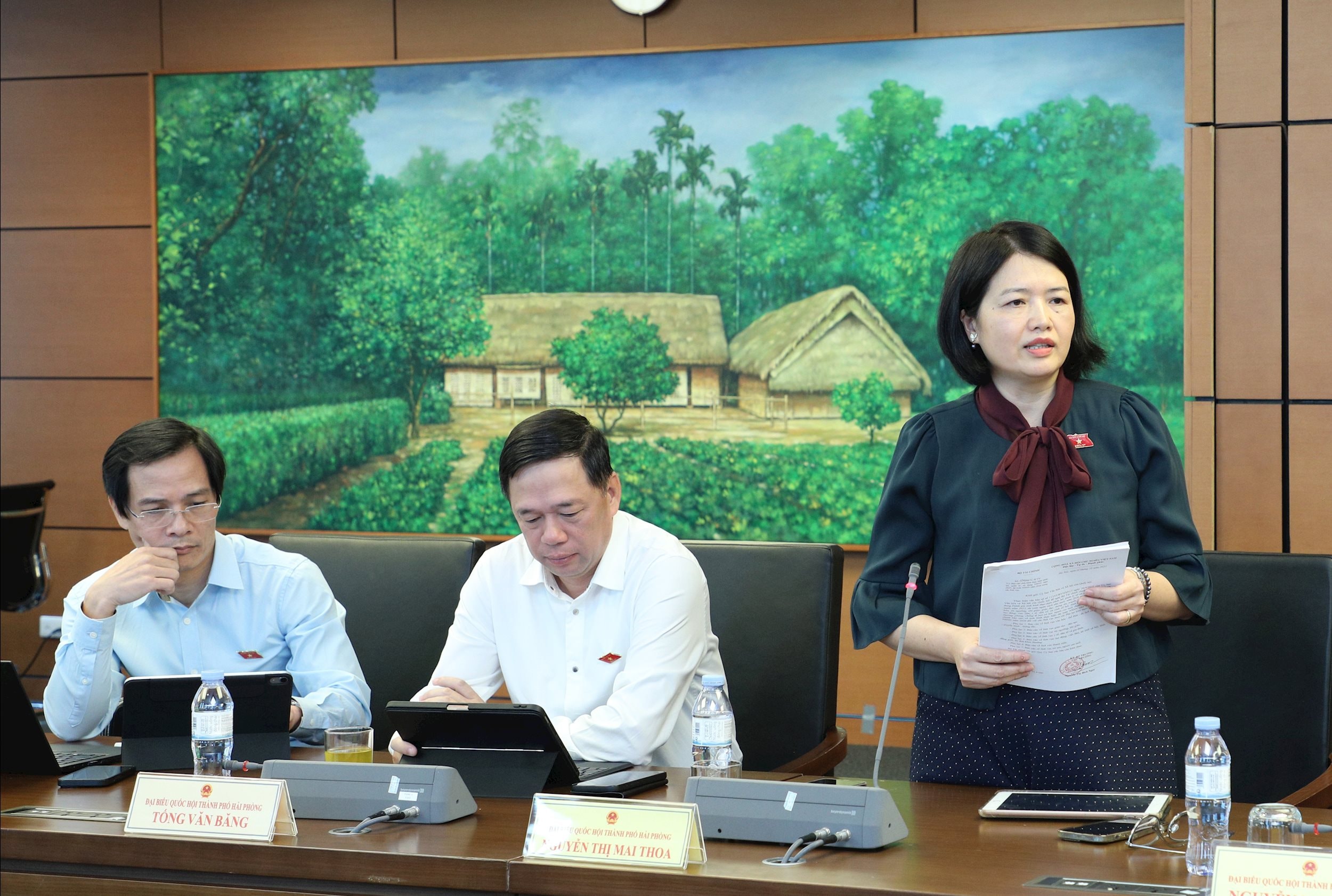 Đại biểu Nguyễn Thị Mai Thoa (TP. Hải Phòng)thảo luận tại tổ