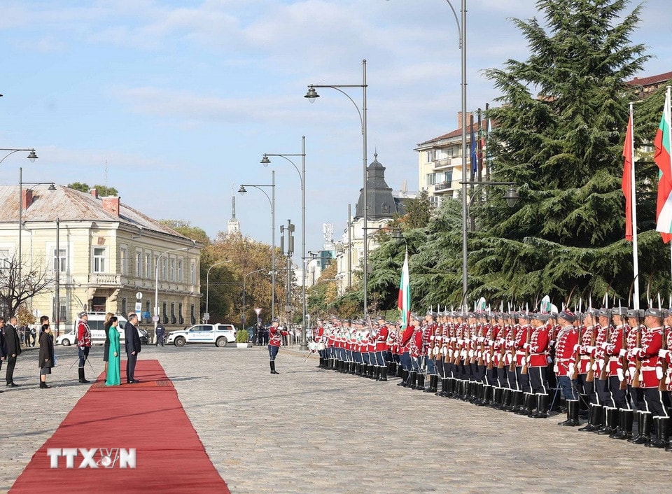 Quang cảnh lễ đón Tổng Bí thư Tô Lâm và Phu nhân. (Ảnh: Thống Nhất/TTXVN)