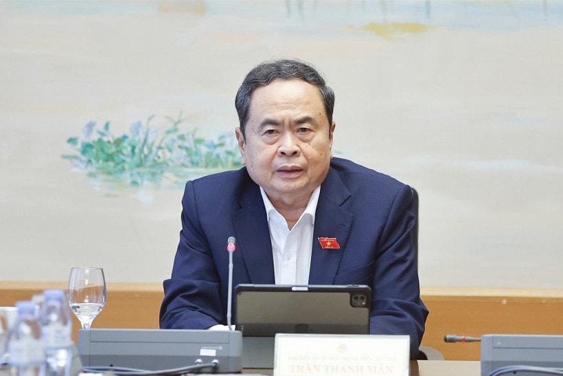 National Assembly Chairman Tran Thanh Man speaks at a group discussion on October 23, 2025. (Photo: VNA)