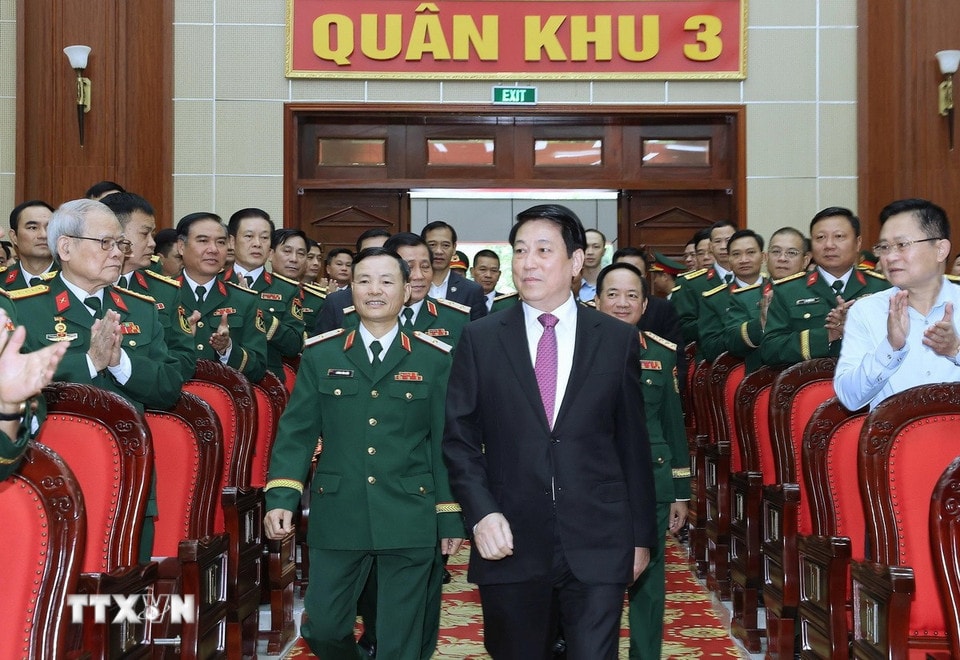 Chủ tịch nước Lương Cường dự Lễ kỷ niệm. (Ảnh: Lâm Khánh/TTXVN)