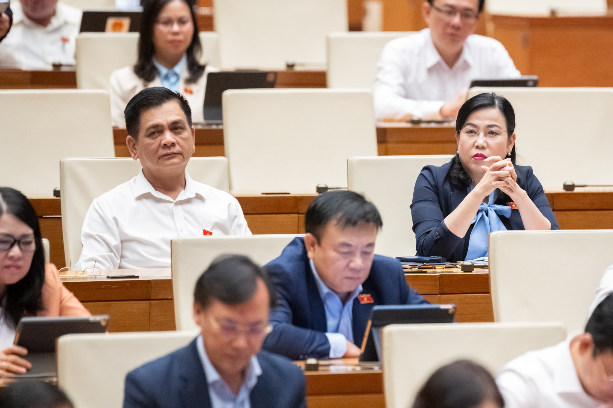 Afgevaardigden van de Nationale Assemblee wonen de bijeenkomst bij. Foto: Pham Thang