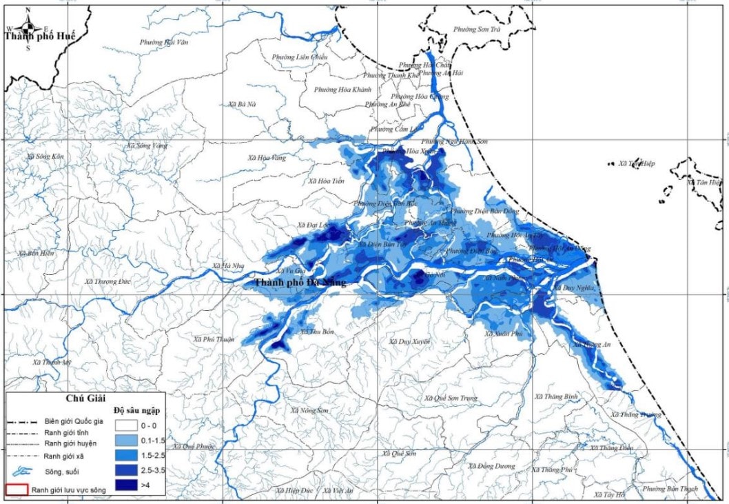 Bản đồ nguy cơ ngập lụt hạ lưu sông Vu Gia - Thu Bồn (thành phố Đà Nẵng)