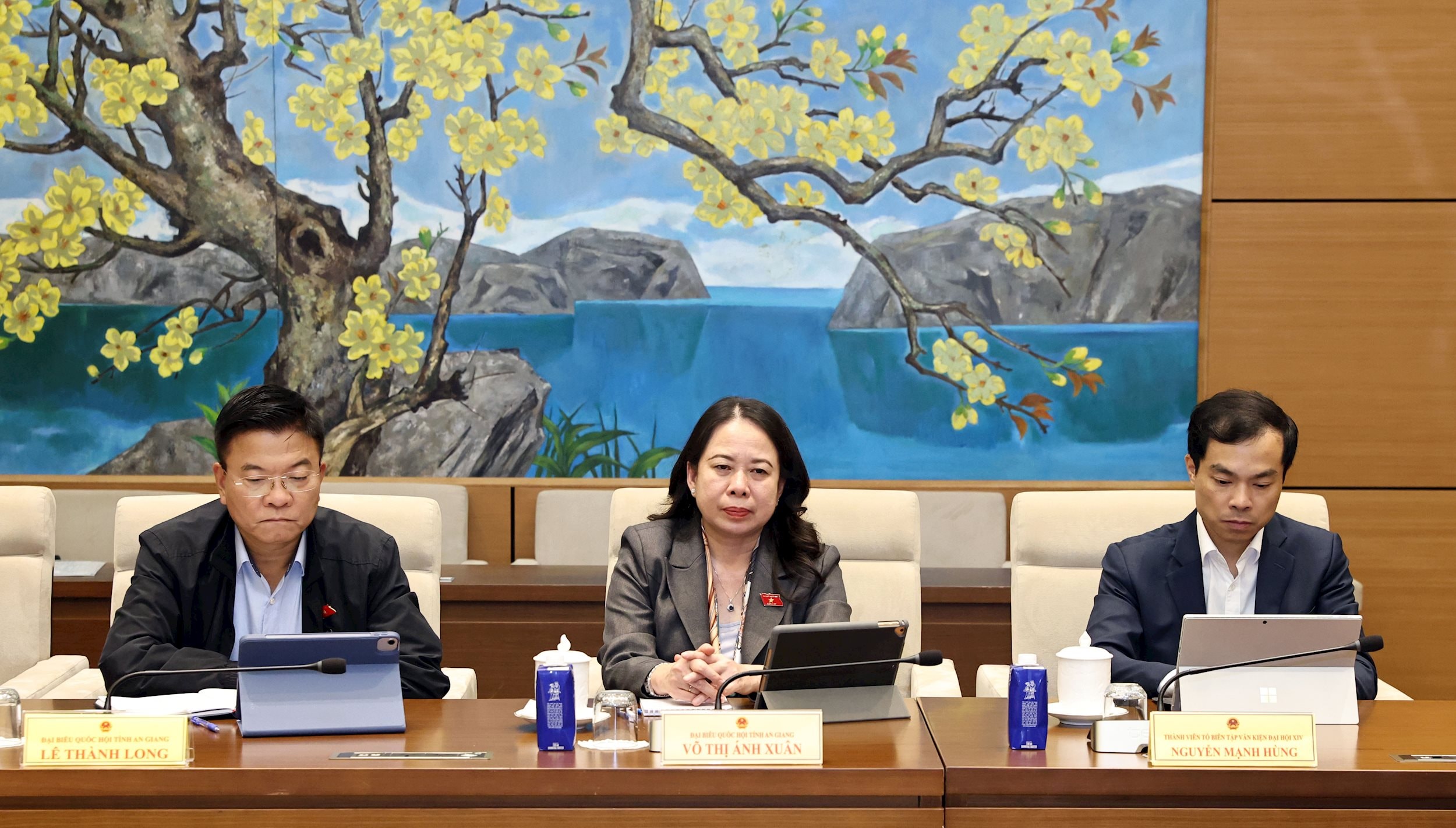 ທ່ານນາງຮອງປະທານປະເທດ Vo Thi Anh Xuan ແລະ ທ່ານຮອງນາຍົກລັດຖະມົນຕີ Le Thanh Long ໄດ້ເຂົ້າຮ່ວມກອງປະຊຸມກຸ່ມ 14.