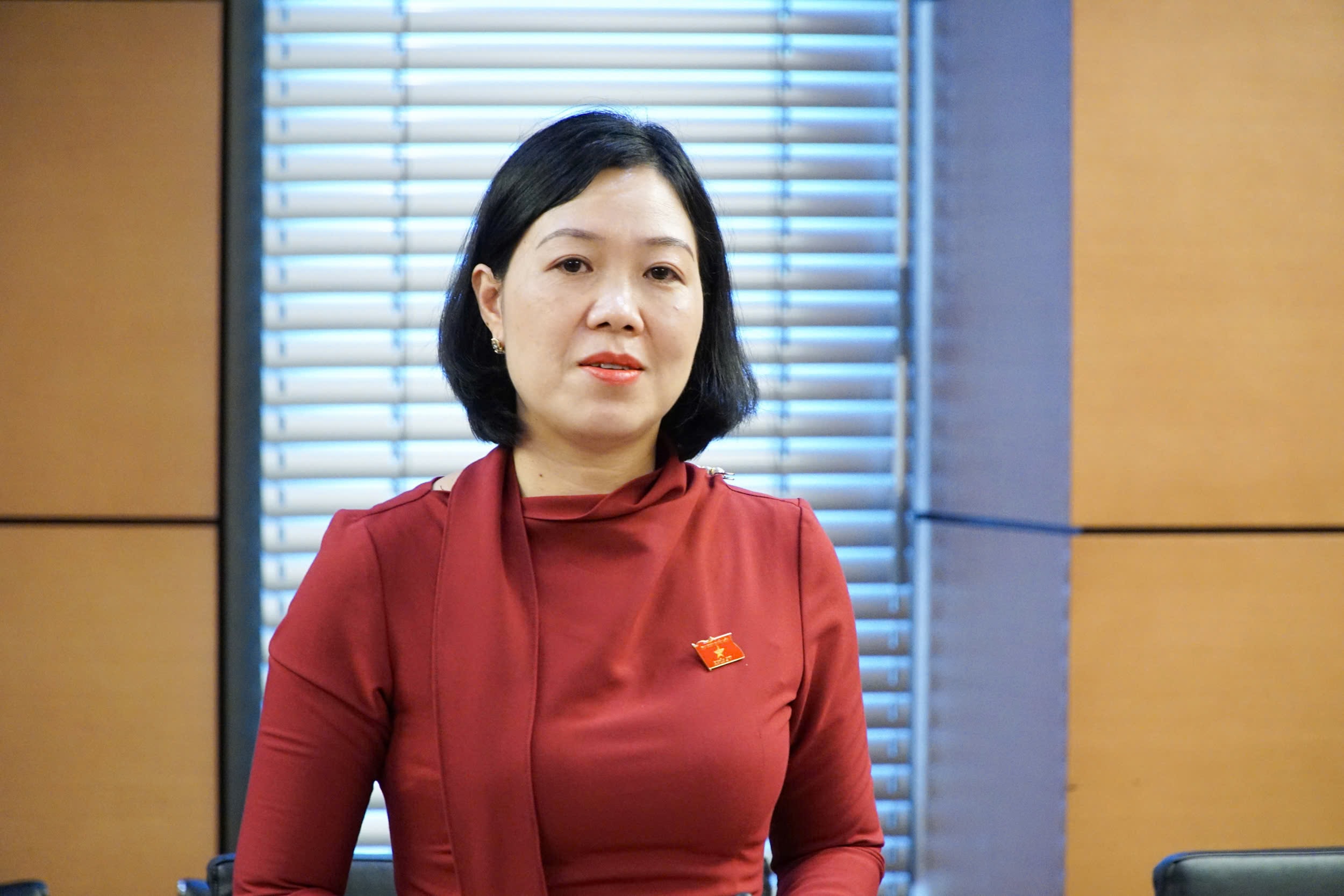 জাতীয় পরিষদের প্রতিনিধি নগুয়েন থি লান আন বক্তব্য রাখছেন।