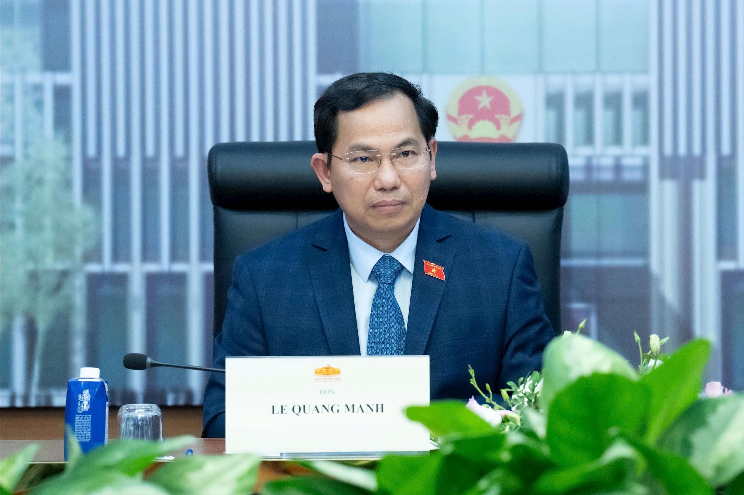 Tổng Thư ký Quốc hội, Chủ nhiệm Văn phòng Quốc hội, Chủ tịch Nhóm Nghị sĩ hữu nghị Việt Nam - Uzbekistan Lê Quang Mạnh phát biểu