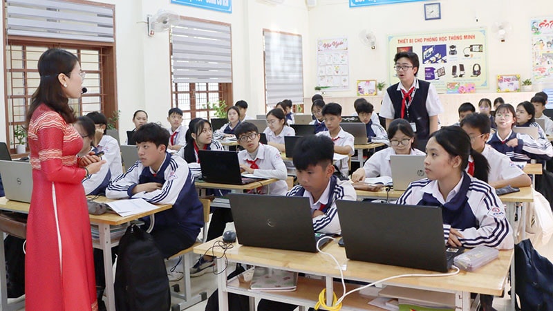 Lớp học thông minh tại Trường trung học cơ sở Nguyễn Trãi, thành phố Sơn La. Quốc Tuấn