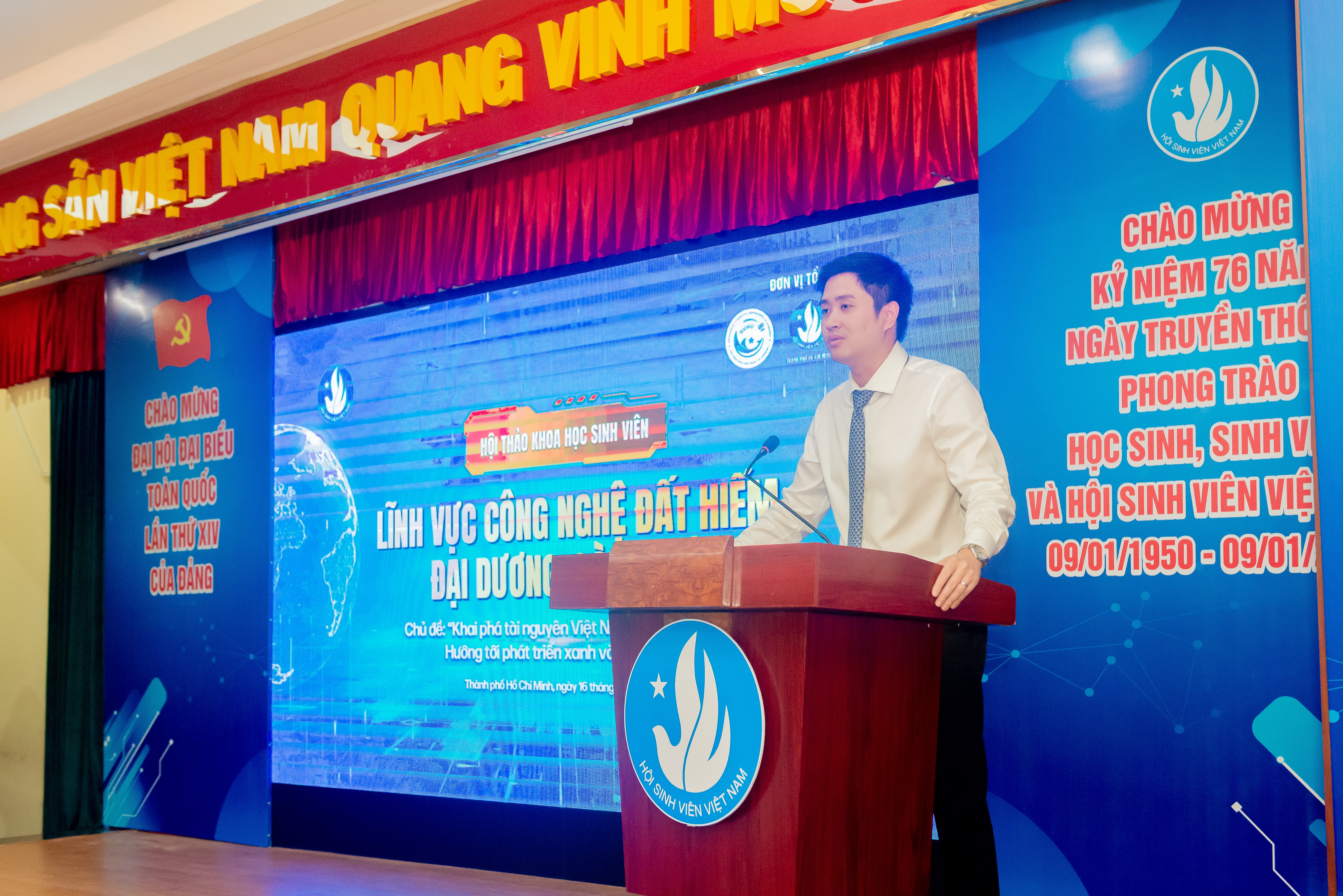 Đồng chí Lâm Tùng - Ủy viên Ban Chấp hành, Phó Trưởng Ban Công tác Thanh thiếu nhi Trung ương Đoàn, Phó Chủ tịch Thường trực Trung ương Hội Sinh viên Việt Nam phát biểu tại sự kiện.