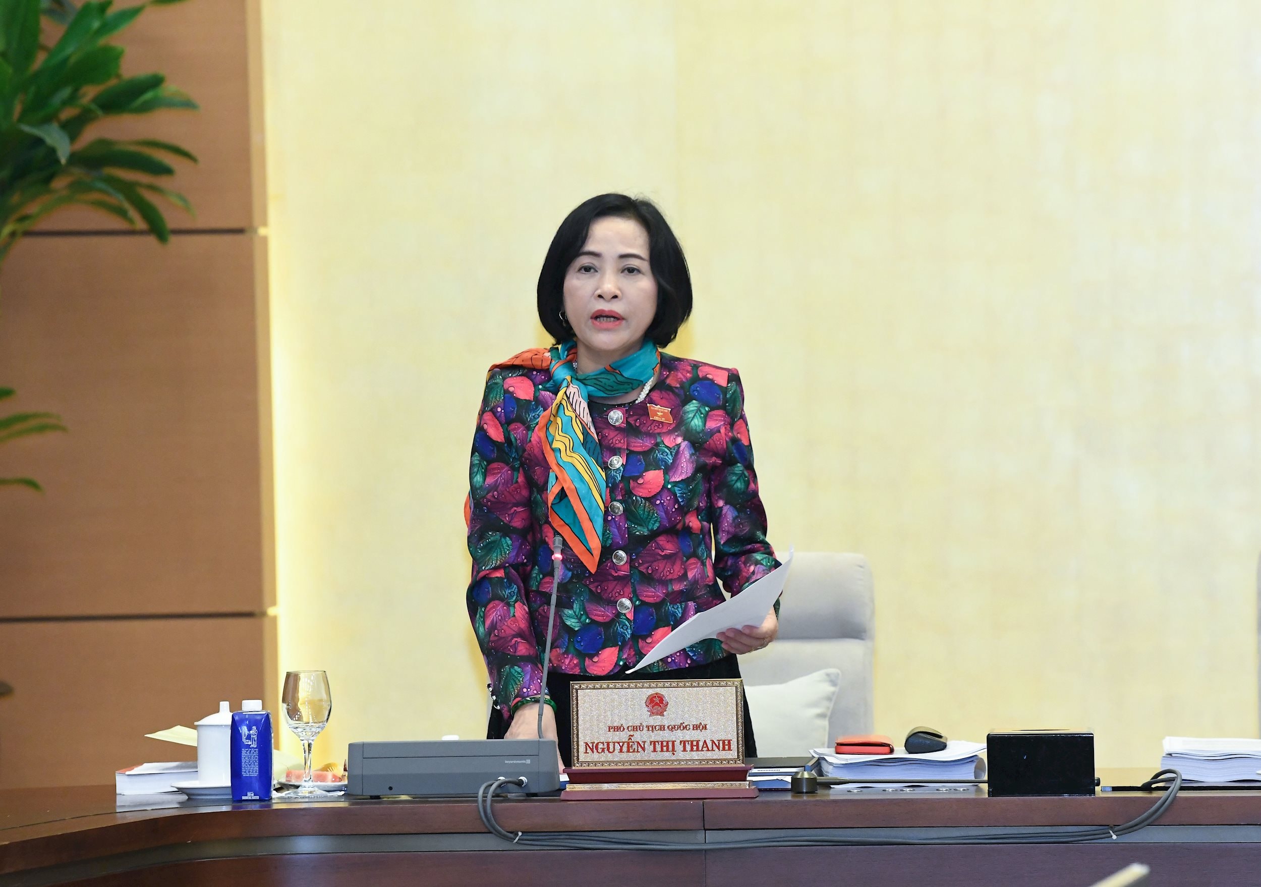 Засідання вела заступниця голови Національних зборів Нгуєн Тхі Тхань.