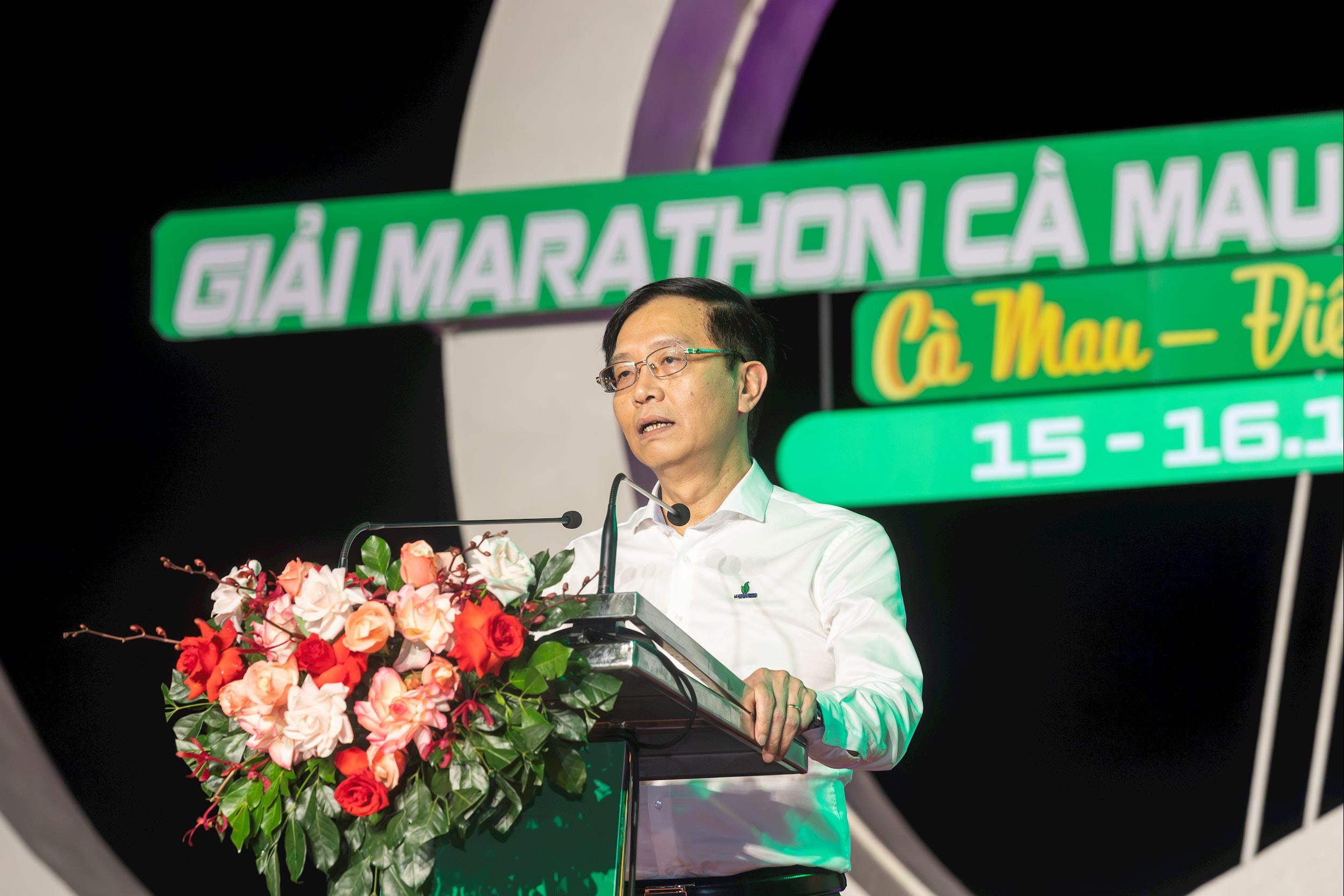 Đồng chí Trần Quang Dũng – Phó Bí thư thường trực Đảng uỷ Petrovietnam phát biểu tại Lễ khai mạc giải chạy