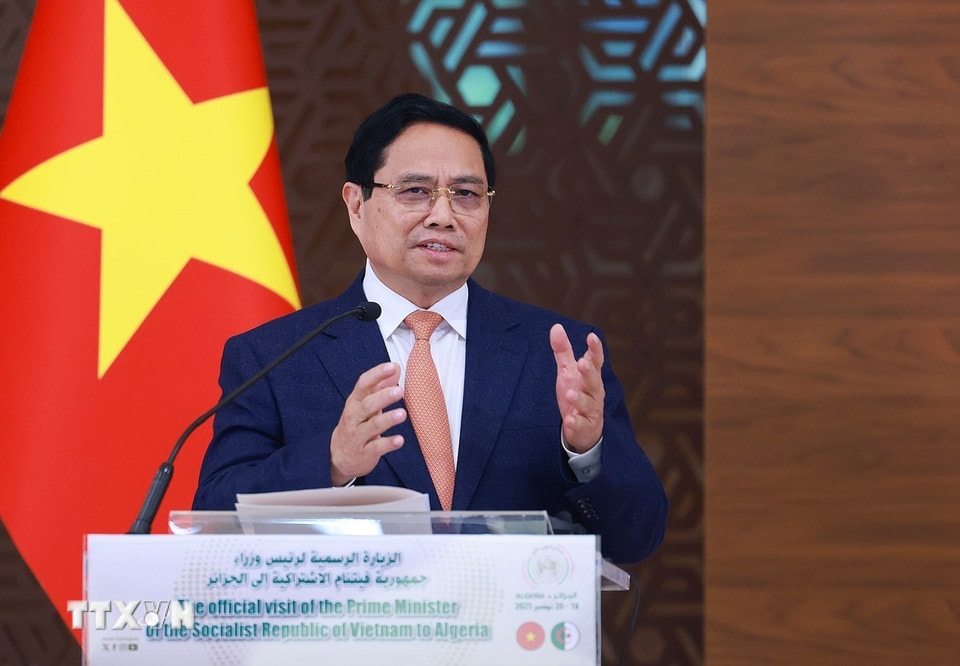 Thủ tướng Phạm Minh Chính phát biểu. (Ảnh: Dương Giang/TTXVN)