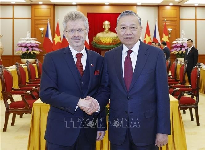 General Secretary of the Communist Party of Vietnam Central Committee To Lam (R) and visiting President of the Senate of the Parliament of the Czech Republic Milos Vystrcil in Hanoi on November 21. (Photo: VNA)