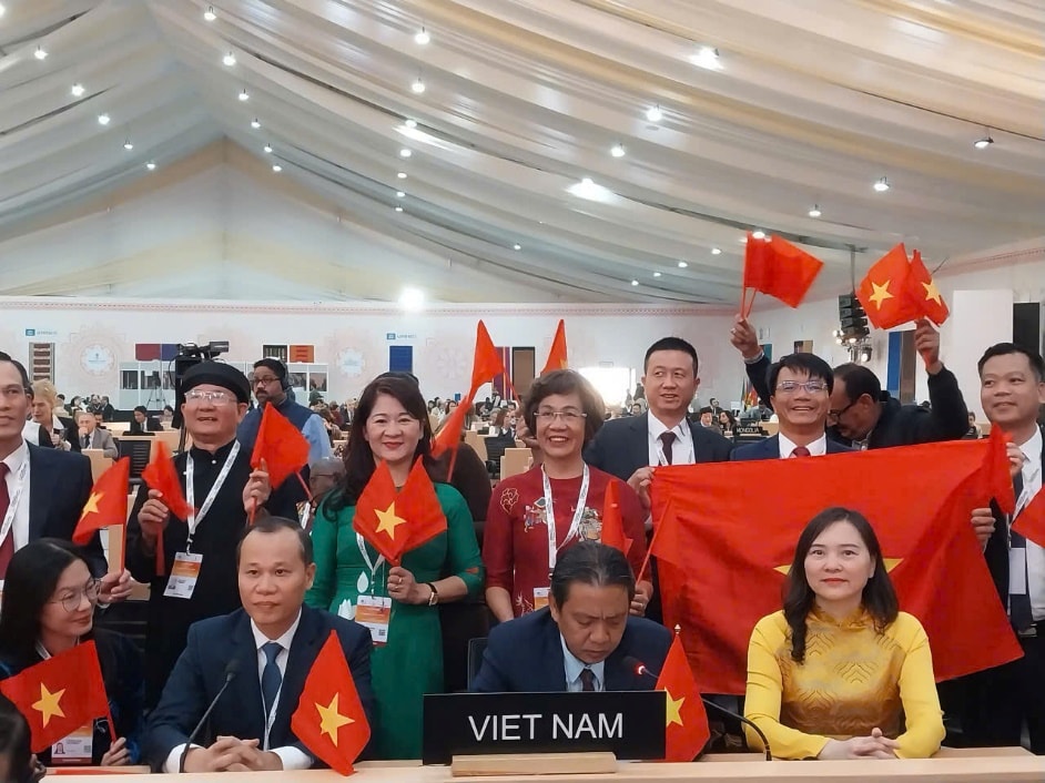 TS.KTS. Hoàng Đạo Cương, Thứ trưởng Bộ Văn hóa, Thể thao và Du lịch, Phó Chủ tịch Ủy ban Quốc gia UNESCO Việt Nam phát biểu tại Kỳ họp. Ảnh: BVHTTDL