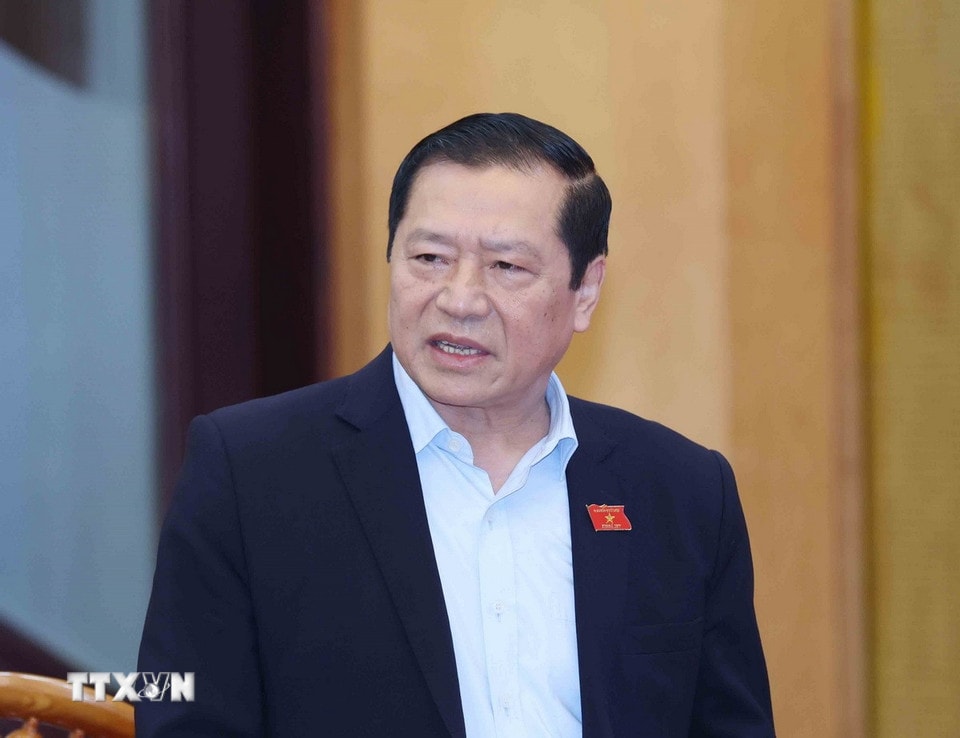 Ông Lại Xuân Môn, Ủy viên Trung ương Đảng, Phó Trưởng Ban Thường trực Ban Tuyên giáo và Dân vận Trung ương, phát biểu tại buổi làm việc. (Ảnh: Phương Hoa/TTXVN)