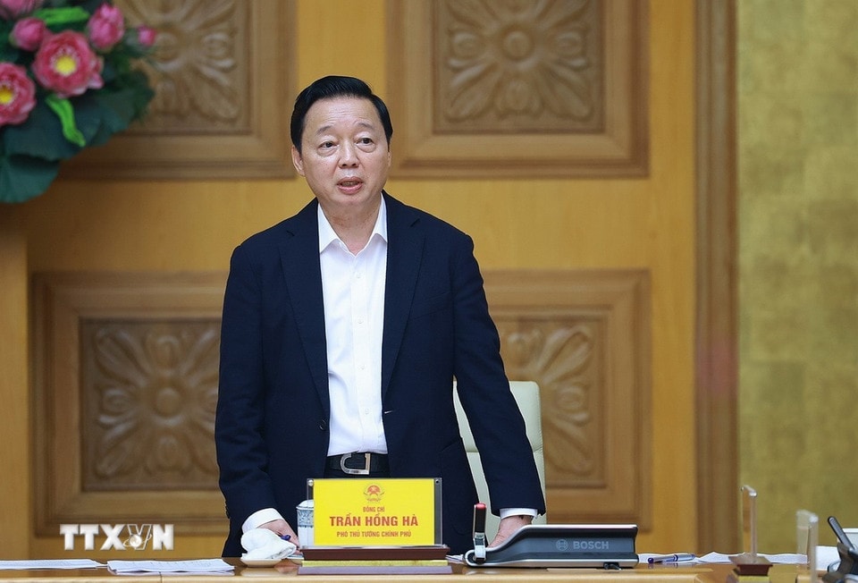 Místopředseda vlády Tran Hong Ha pronesl projev. (Foto: Duong Giang/VNA)