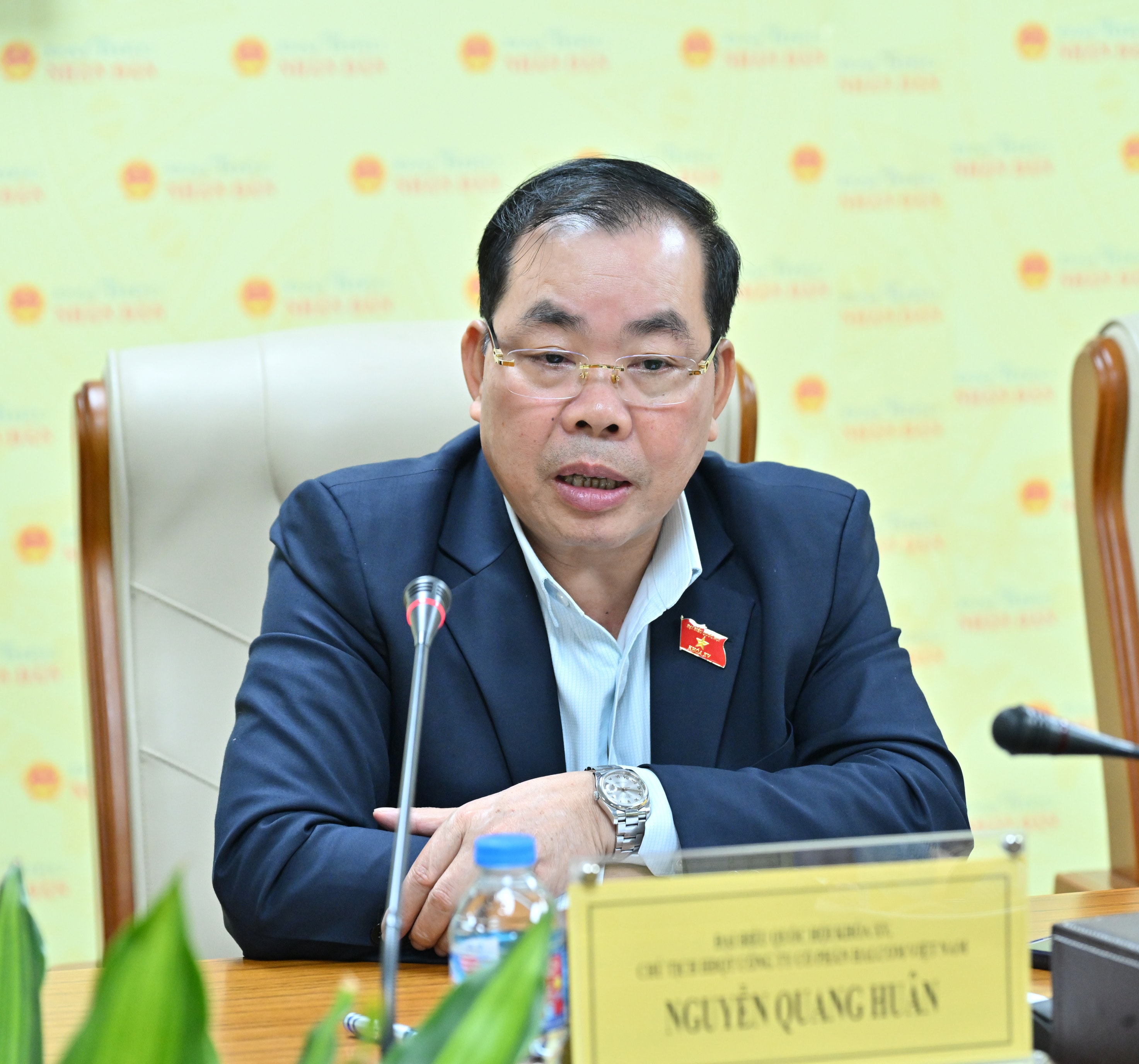 Đại biểu Quốc hội, Chủ tịch HĐQT Công ty Cổ phần Halcom Việt Nam Nguyễn Quang Huân phát biểu tại tọa đàm.