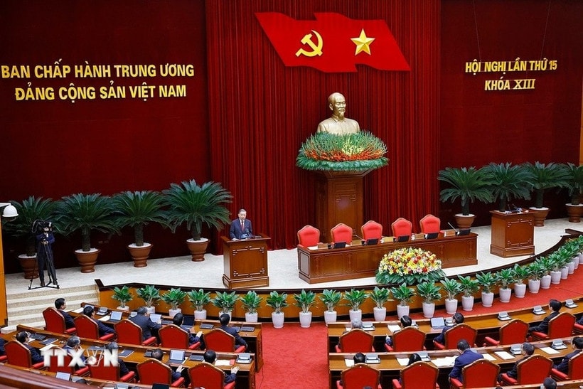 An overview of the closing session of the 15th plenum of the 13th Party Central Committee on the morning of December 23. (Photo: VNA)