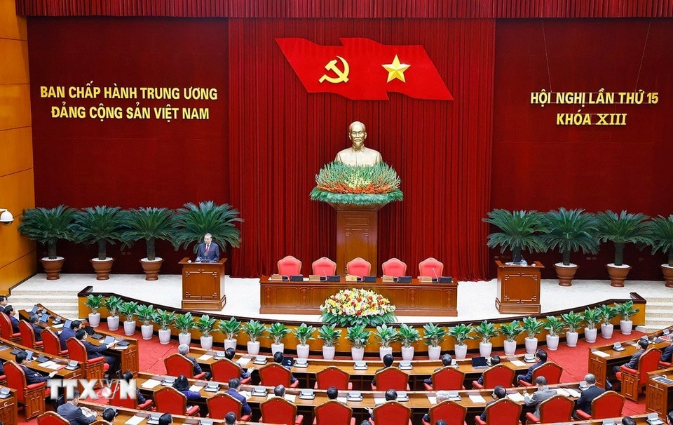 Tổng Bí thư Tô Lâm phát biểu bế mạc Hội nghị lần thứ 15 Ban Chấp hành Trung ương khoá XIII. Ảnh: Thống Nhất - TTXVN