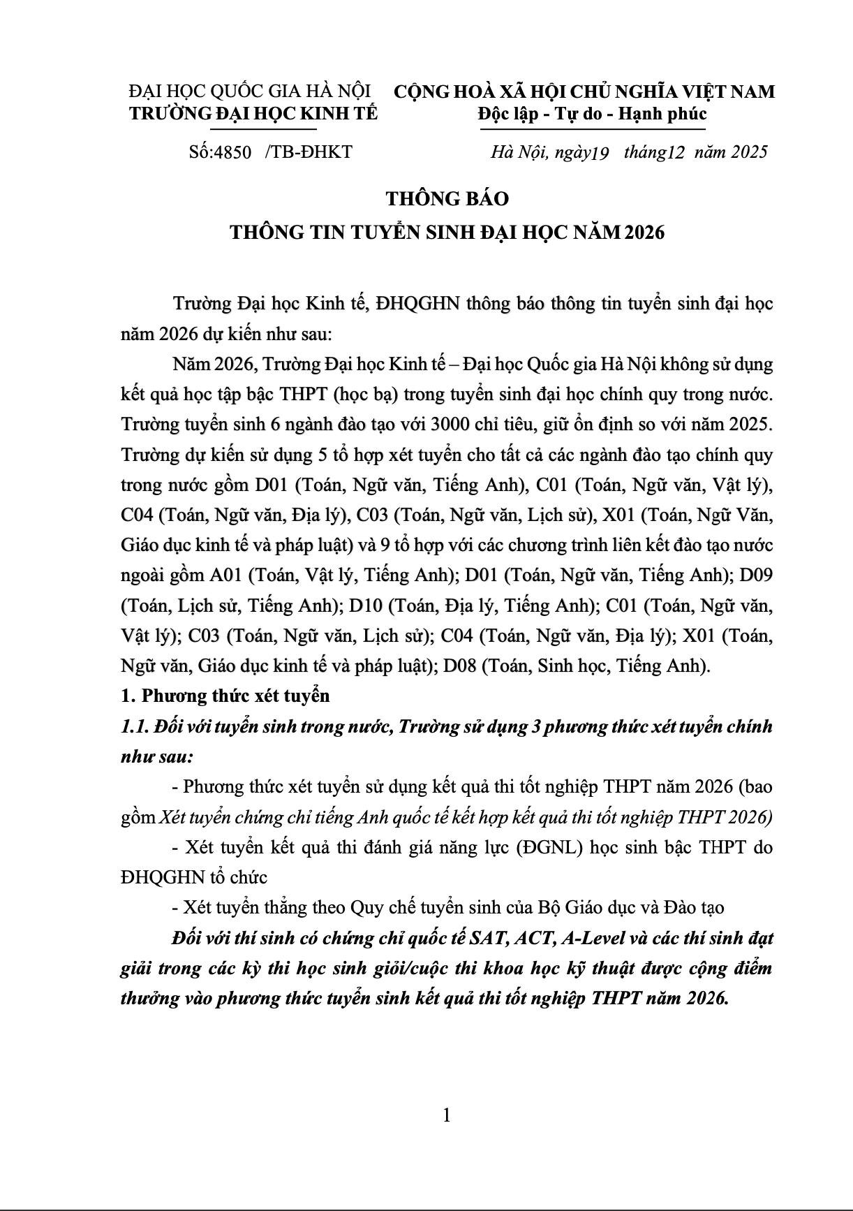 Thông báo tuyển sinh Đại học năm 2026. Ảnh- UEB