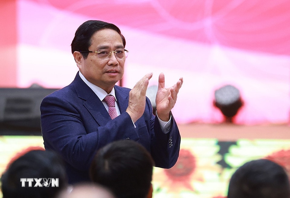 Thủ tướng Phạm Minh Chính dự Hội nghị tổng kết công tác ngành Ngoại giao năm 2025 và phương hướng, nhiệm vụ năm 2026. (Ảnh: Dương Giang/TTXVN)