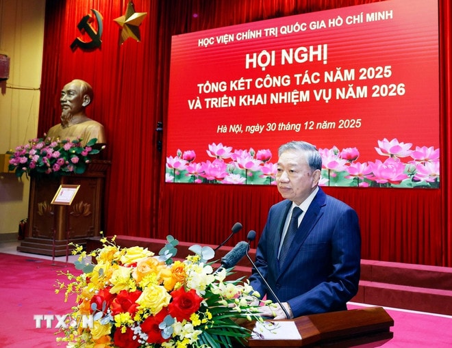 Tổng Bí thư Tô Lâm phát biểu. (Ảnh: Thống Nhất/TTXVN) ttxvn-3012-tong-bi-thu-hoc-vien-chinh-tri-quoc-gia-ho-chi-minh-11.jpg