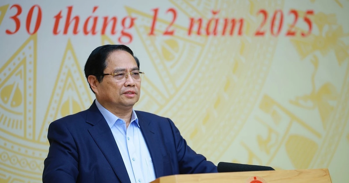 Prime Minister Pham Minh Chinh addresses the conference to review “Quang Trung Campaign” on December 30 (Photo: VNA)