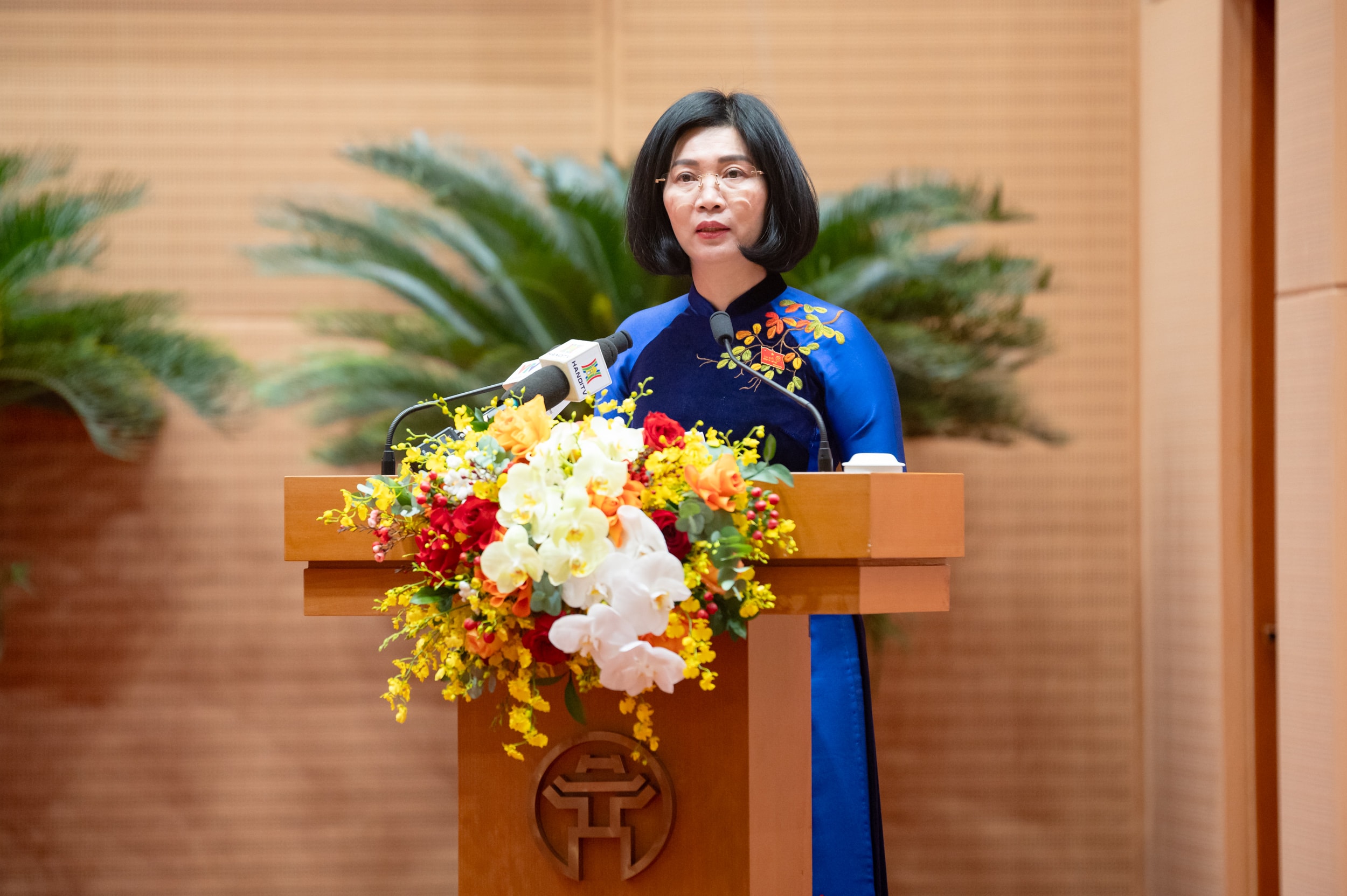 Phó Bí thư Thành ủy, Chủ tịch HĐND TP. Hà Nội Phùng Thị Hồng Hà phát biểu