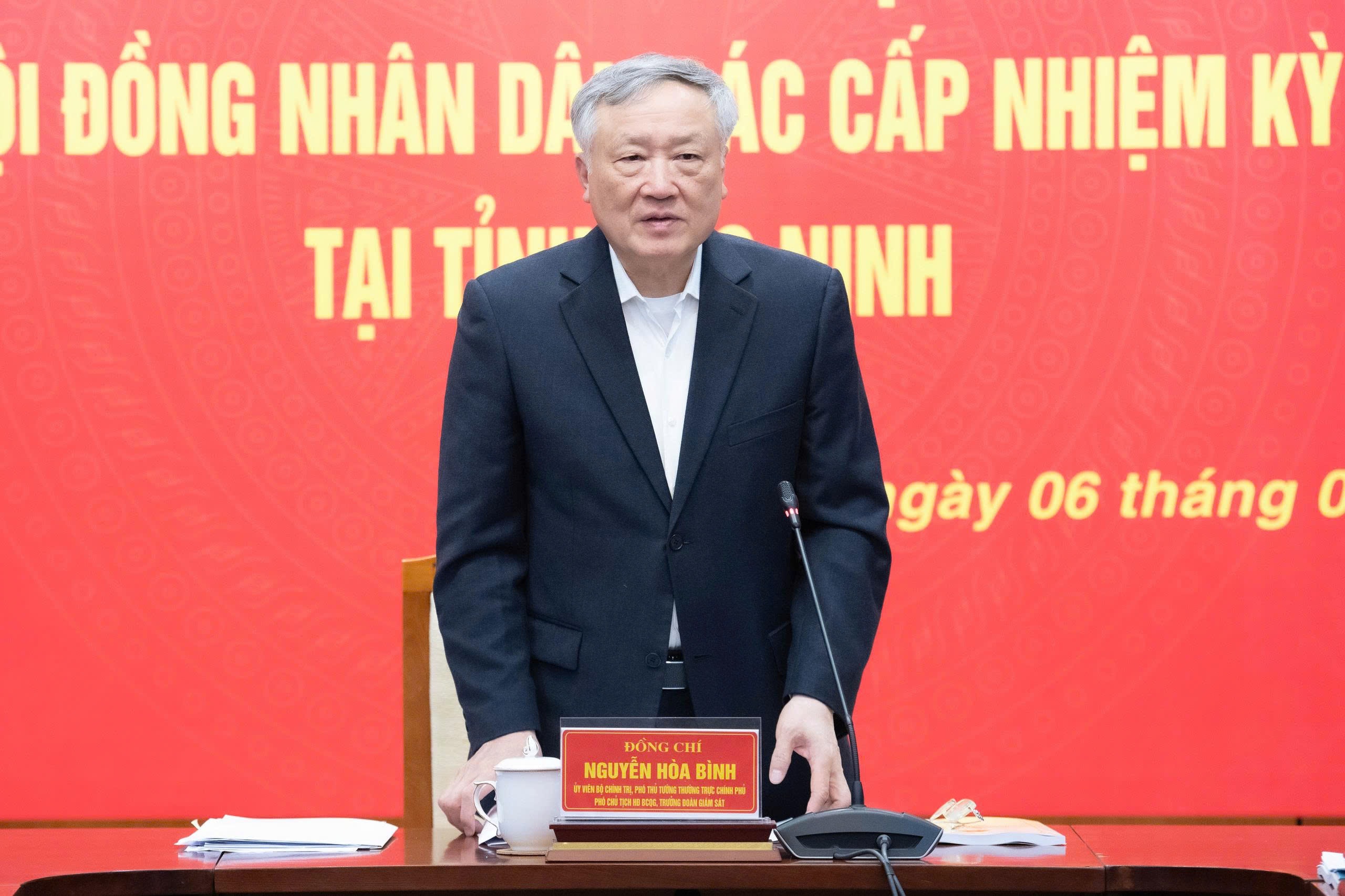 Phó Thủ tướng Thường trực Chính phủ Nguyễn Hoàn Bình phát biểu