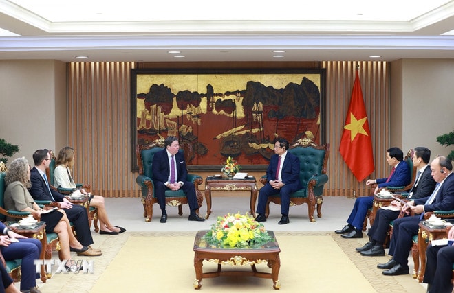 Thủ tướng Phạm Minh Chính tiếp Đại sứ Hoa Kỳ tại Việt Nam Marc Knapper chào từ biệt kết thúc nhiệm kỳ công tác. (Ảnh: Dương Giang/TTXVN) ttxvn-thu-tuong-tiep-dai-su-hoa-ky-tai-viet-nam-marc-knapper-chao-tu-biet-2.jpg