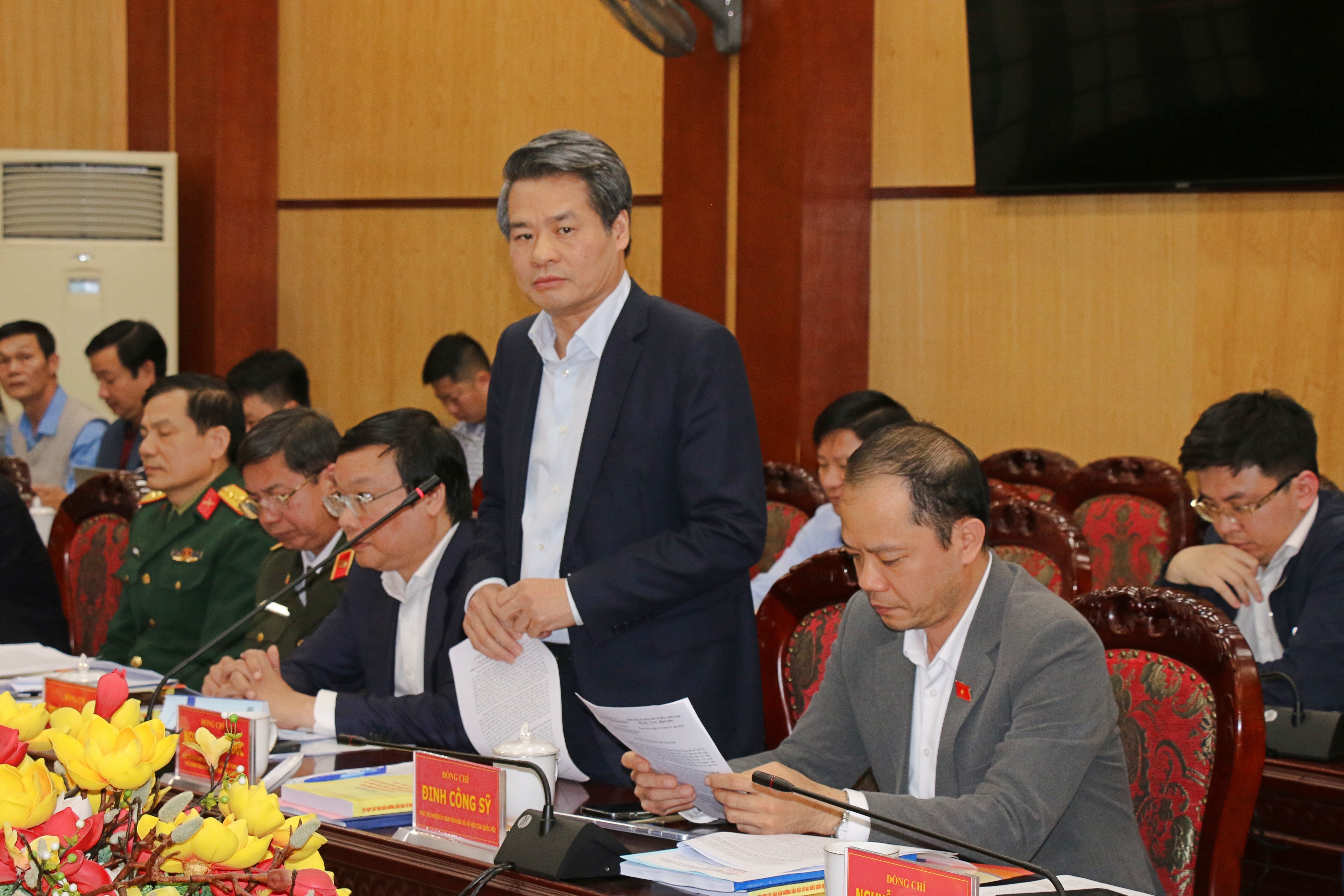 Phó Trưởng ban Tuyên giáo và Dân vận Trung ương, Phó Chánh Văn phòng Hội đồng Bầu cử quốc gia Nguyễn Quang Đức phát biểu