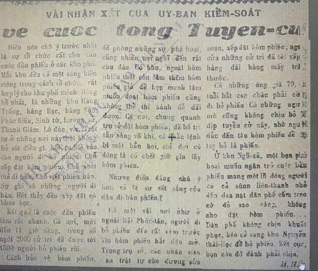 Vài nhận xét về tổng tuyển cử 1946