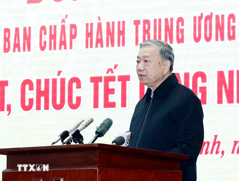Tổng Bí thư Tô Lâm phát biểu. (Ảnh: Thống Nhất/TTXVN)
