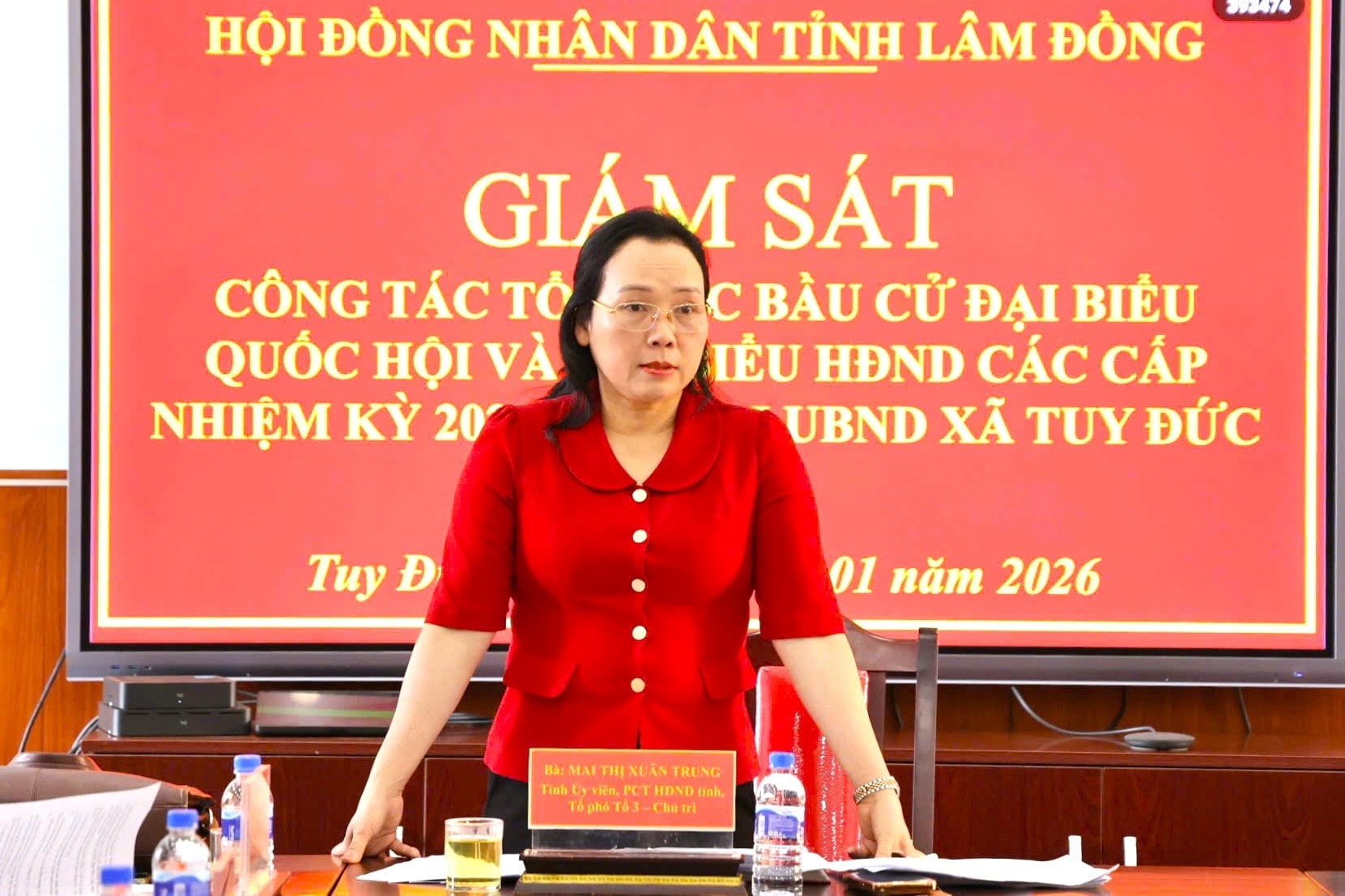 Phó Chủ tịch HĐND tỉnh Mai Thị Xuân Trung phát biểu tại buổi làm việc