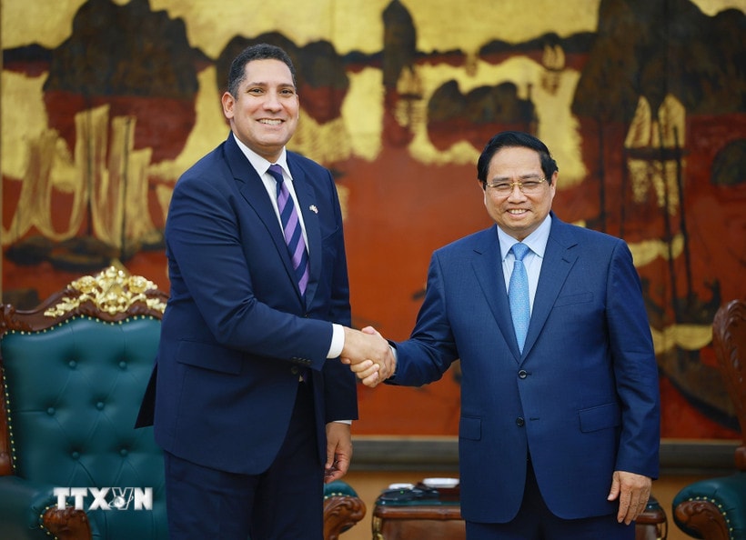 Thủ tướng Phạm Minh Chính tiếp ông Johan Ndisi, Đại sứ Vương quốc Thụy Điển tại Việt Nam. (Ảnh: Dương Giang/TTXVN)