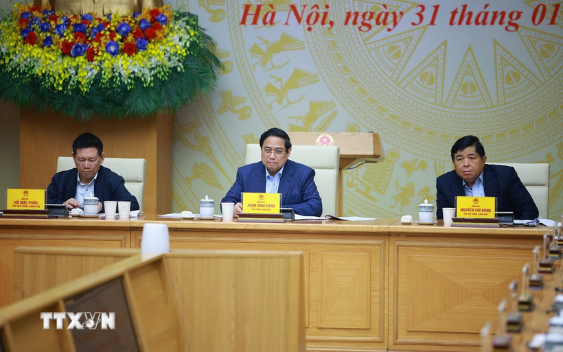 Thủ tướng Phạm Minh Chính chủ trì Phiên họp lần thứ tư của Ban Chỉ đạo phát triển kinh tế tư nhân. (Ảnh: Dương Giang/TTXVN)