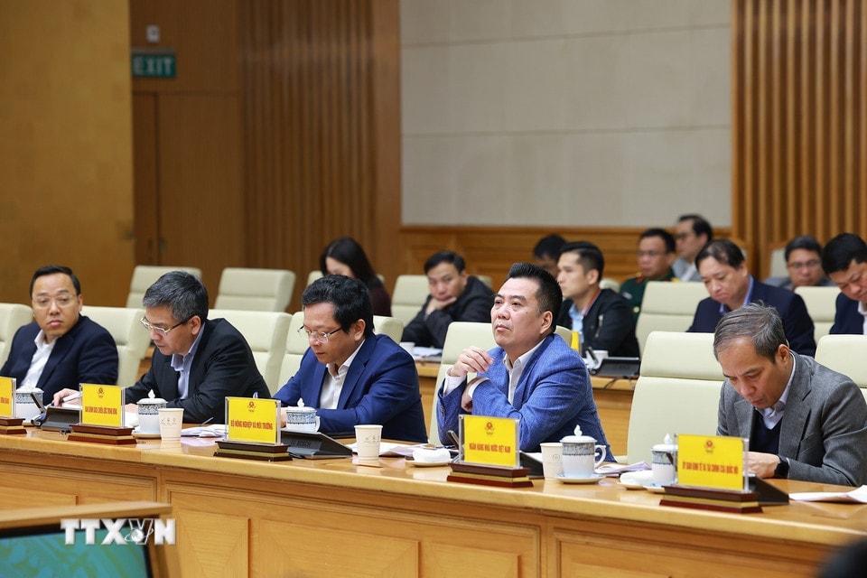 Các đại biểu tham dự Phiên họp lần thứ nhất của Ban Chỉ đạo về phát triển kinh tế nhà nước. (Ảnh: Dương Giang/TTXVN)