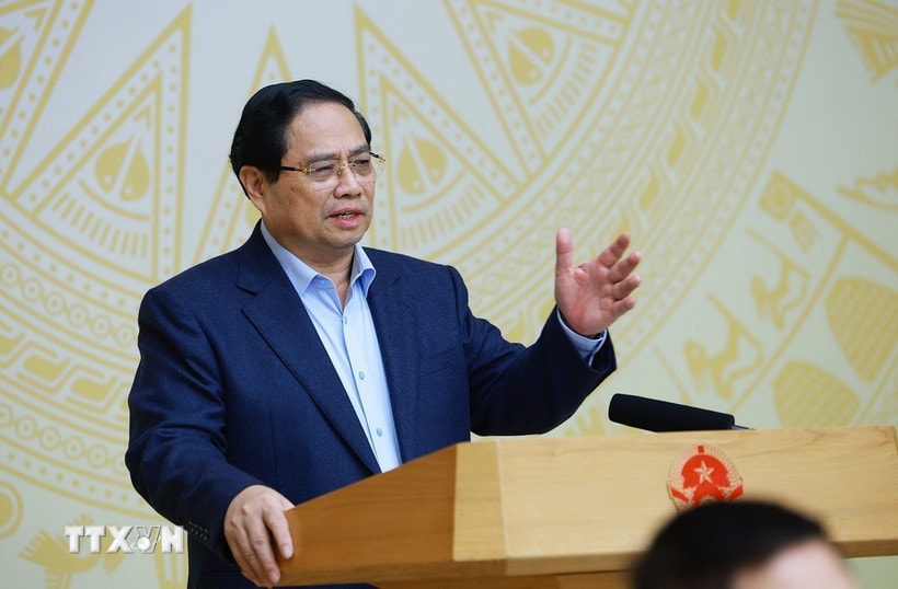 Thủ tướng Phạm Minh Chính chủ trì Phiên họp lần thứ nhất của Ban Chỉ đạo về phát triển kinh tế nhà nước. (Ảnh: Dương Giang/TTXVN)