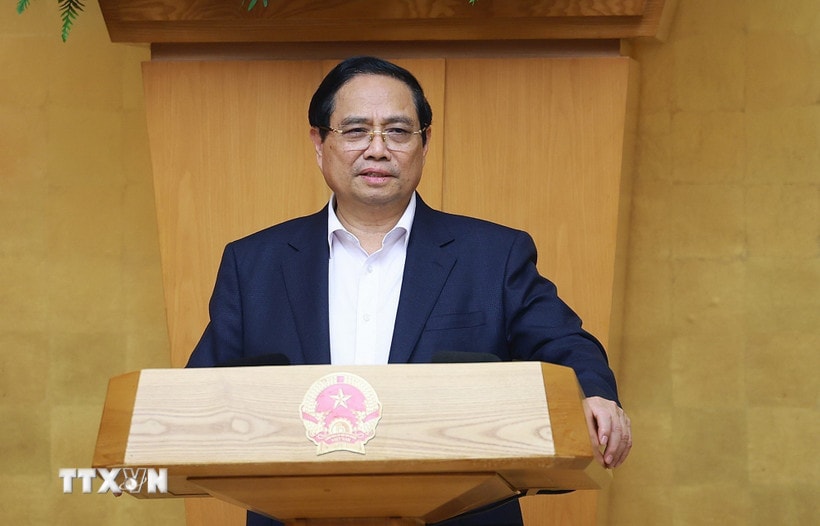 Thủ tướng Phạm Minh Chính chủ trì Phiên họp Chính phủ Thường kỳ tháng 01 năm 2026 trực tuyến với các địa phương. (Ảnh: Dương Giang/TTXVN)