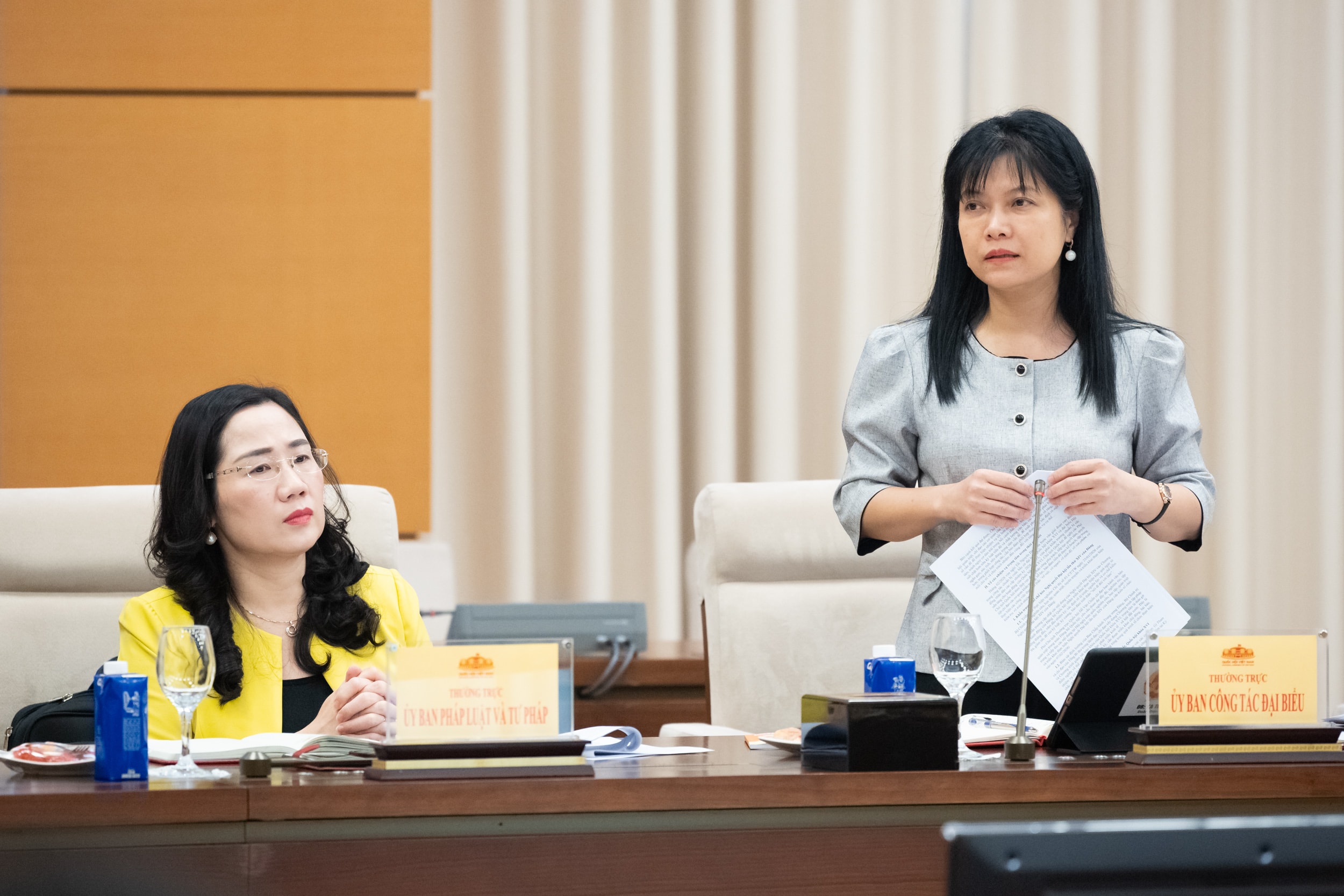 Phó Chủ nhiệm Ủy ban Công tác Đại biểu Tạ Thị Yên phát biểu